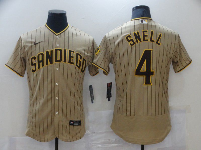 Men San Diego Padres #4 Snell brown stripe Elite 2021 Nike MLB Jersey->san diego padres->MLB Jersey